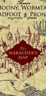 Vintage Marauder's Map with castle design and mystical text.