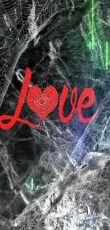 Black marble background with red 'Love' inscription in stylish font.