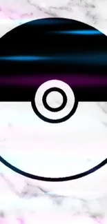 Monochrome Pokeball design on a marble background mobile wallpaper.