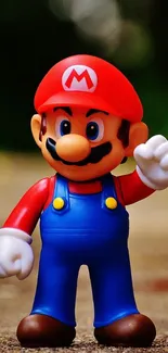 Mario and Luigi toy figures on an outdoor path.