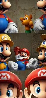 Mario character collage mobile wallpaper.