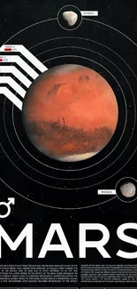 Mars planet mobile wallpaper with space theme.