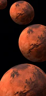 Mars planets mobile wallpaper in reddish tones against dark background.