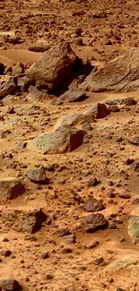 Mars rocky surface wallpaper with red terrain.