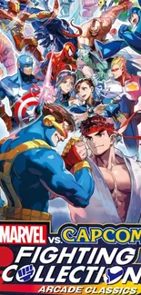 Marvel vs Capcom arcade game artwork featuring iconic characters.