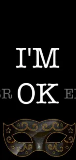 Black background wallpaper with mask and "I'M BROKEN" message.