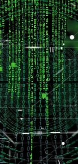 Green digital Matrix code wallpaper with futuristic design