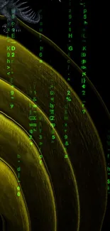 A dragon floats over green matrix code design on a dark background.