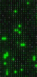 Green Matrix code wallpaper with glowing digits.