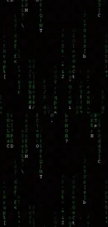 Matrix code wallpaper with green text on a black background.