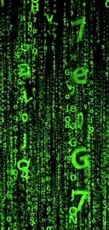 Neon green matrix code wallpaper for mobile devices.