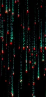 Matrix code style wallpaper with green digital rain on black background.