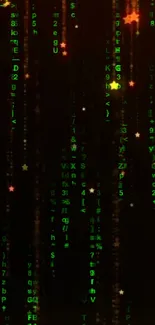 Matrix code wallpaper with green digits on black background.