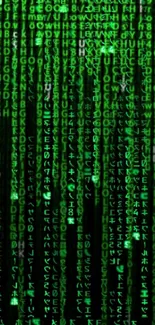 Matrix-inspired green code on black wallpaper