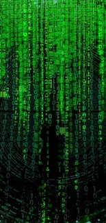 Matrix code wallpaper with green digits cascading in a digital design.