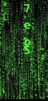 Matrix style neon green digital code wallpaper.