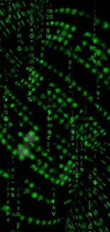 Matrix-inspired green digital code on a black background for mobile wallpaper.