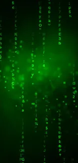 Matrix-style green code wallpaper with digital glow and sci-fi elements.