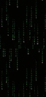 Mobile wallpaper featuring Matrix-style green code on a black background.