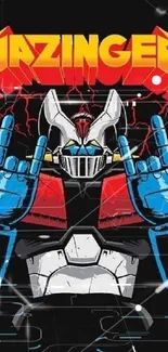 Mazinger robot artwork with bold colors on black background.