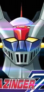 Mazinger Z robot head art on mobile wallpaper.