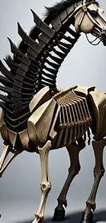 Mechanical horse design with a futuristic look for mobile wallpaper.