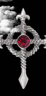 Three medieval daggers with vibrant gemstones, ideal for mobile wallpaper.
