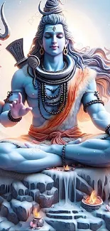 Serene deity in meditation, divine art wallpaper