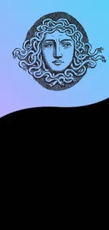 Stylish Medusa wallpaper with gradient blue and purple hues.