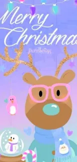 Cute reindeer Christmas wallpaper with pastel colors.