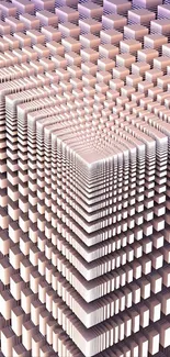 3D geometric illusion wallpaper in light pink tones.