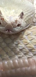 Albino snake close-up with detailed scales showing unique patterns.