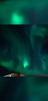 Aurora borealis illuminating the night sky in a stunning mobile wallpaper.