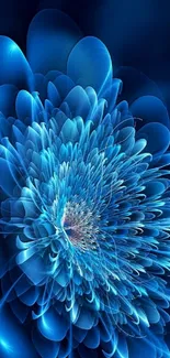 Vibrant blue fractal flower mobile wallpaper.