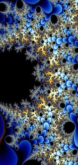 Blue fractal art wallpaper with intricate patterns.