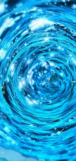 Mesmerizing blue swirl wallpaper with dynamic vortex and sparkling highlights.