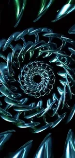 Intricate spiral design with metallic blue hues.