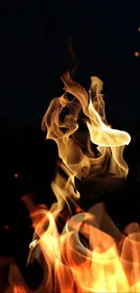 Mesmerizing flame against dark night background in dynamic mobile wallpaper.