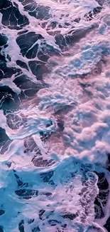 Mesmerizing ocean waves with pink and blue hues