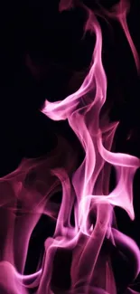 Vibrant pink flame on a black background wallpaper.