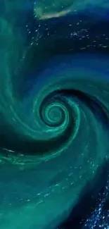 Vibrant blue and green spiral abstract wallpaper for mobile.