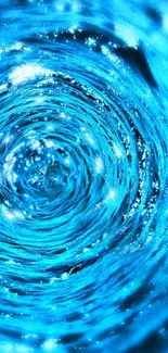 Vibrant swirling blue vortex design for mobile wallpaper.