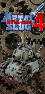 Steampunk tank from Metal Slug 4 with intricate gear background.