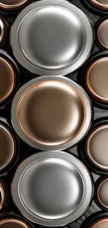 Abstract design with metallic circles on mobile wallpaper.