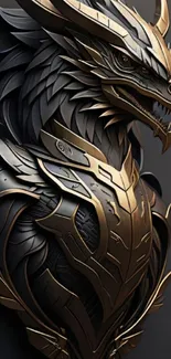 Intricate metallic dragon armor on wallpaper