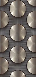 Metallic geometric pattern with circular elements for mobile wallpaper.
