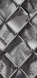 Silver metallic geometric texture phone wallpaper.