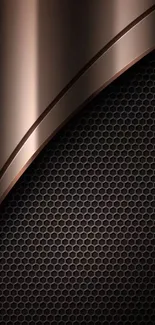 Sleek metallic honeycomb phone wallpaper with brown textured design.