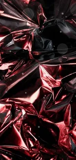 Metallic red crumpled foil texture wallpaper.