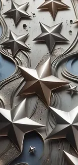 Intricate metallic star design wallpaper for mobile phones.